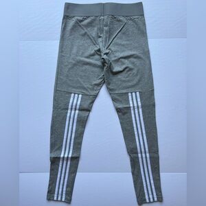Adidas Gray and White Cotton size Medium Leggings with Signature Stripes